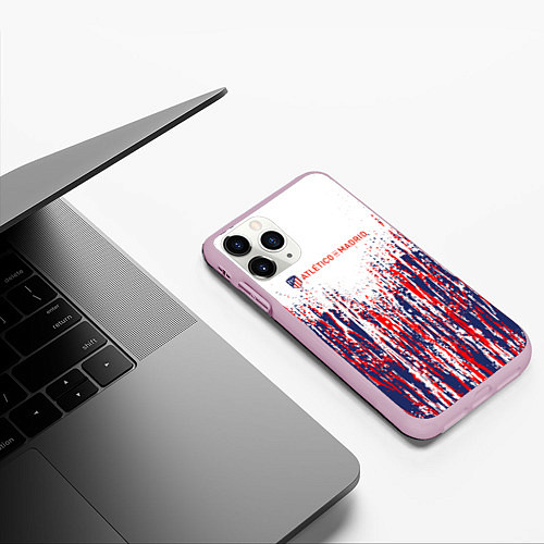 Чехол iPhone 11 Pro матовый АТЛЕТИКО МАДРИД ATLETICO MADRID краска / 3D-Розовый – фото 3