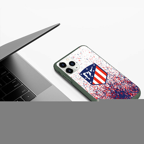 Чехол iPhone 11 Pro матовый Atletico madrid logo брызги красок / 3D-Темно-зеленый – фото 3