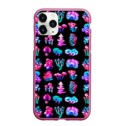 Чехол iPhone 11 Pro матовый NEON MUSHROOMS, цвет: 3D-малиновый