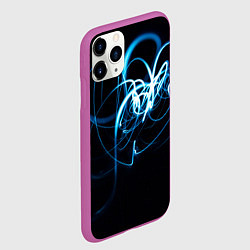 Чехол iPhone 11 Pro матовый Неоновый узор - Голубой, цвет: 3D-фиолетовый — фото 2