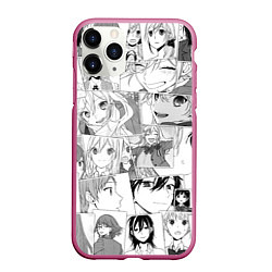 Чехол iPhone 11 Pro матовый Horimiya pattern, цвет: 3D-малиновый