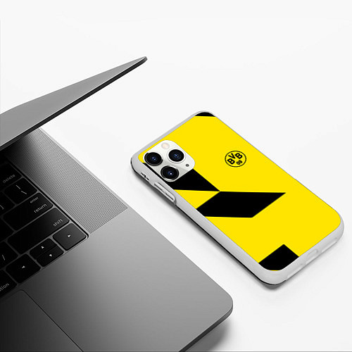 Чехол iPhone 11 Pro матовый Фк боруссия - fc borussia logo / 3D-Белый – фото 3