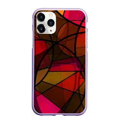 Чехол iPhone 11 Pro матовый Абстрактный узор в оранжево-красных тонах, цвет: 3D-светло-сиреневый