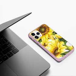 Чехол iPhone 11 Pro матовый Сезон подсолнухов, цвет: 3D-розовый — фото 2