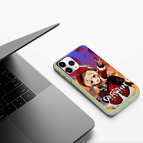 Чехол iPhone 11 Pro матовый Кли с талантом пиротехника / 3D-Салатовый – фото 3