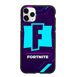 Чехол iPhone 11 Pro матовый Символ Fortnite в неоновых цветах на темном фоне, цвет: 3D-черный