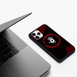 Чехол iPhone 11 Pro матовый Символ Death Stranding и краска вокруг на темном ф, цвет: 3D-черный — фото 2