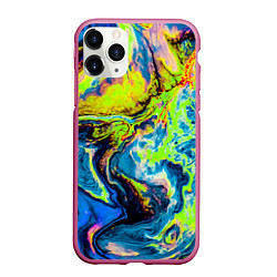 Чехол iPhone 11 Pro матовый The Poisonous Palette, цвет: 3D-малиновый