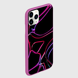 Чехол iPhone 11 Pro матовый Неоновые линзы во тьме - Розовый, цвет: 3D-фиолетовый — фото 2