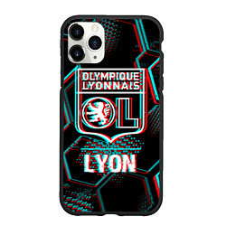 Чехол iPhone 11 Pro матовый Lyon FC в стиле Glitch на темном фоне, цвет: 3D-черный