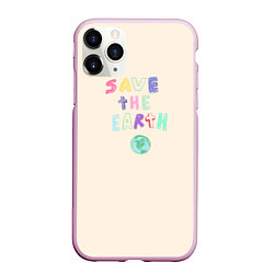 Чехол iPhone 11 Pro матовый Save the earth на бежевом фоне