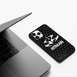 Чехол iPhone 11 Pro матовый Hitman Glitch на темном фоне, цвет: 3D-черный — фото 2