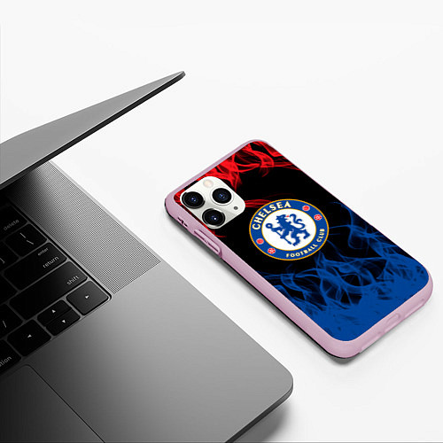 Чехол iPhone 11 Pro матовый Челси chelsea пламя / 3D-Розовый – фото 3