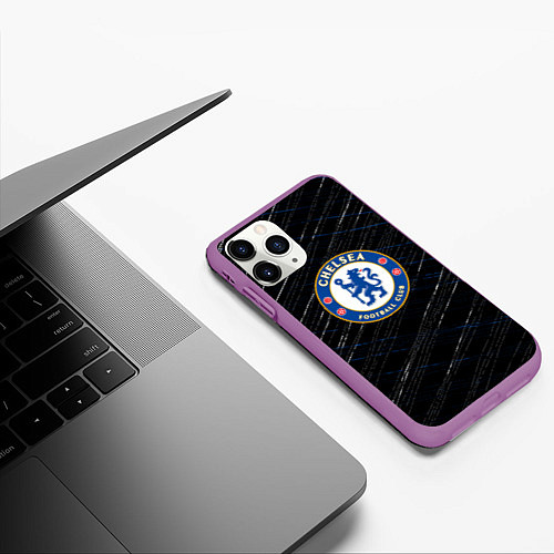 Чехол iPhone 11 Pro матовый Chelsea много линии / 3D-Фиолетовый – фото 3