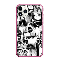 Чехол iPhone 11 Pro матовый Komi san pattern, цвет: 3D-малиновый