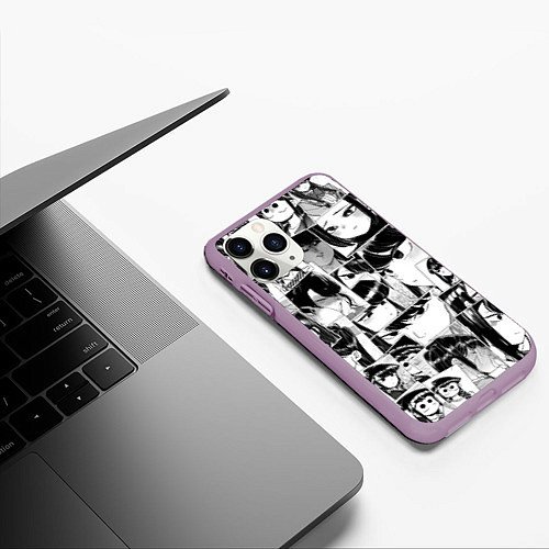 Чехол iPhone 11 Pro матовый Komi san pattern / 3D-Сиреневый – фото 3