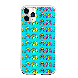 Чехол iPhone 11 Pro матовый RAINBOW AND CUBE, цвет: 3D-белый