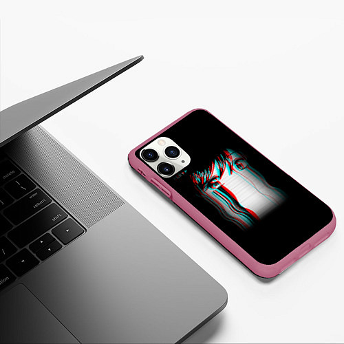 Чехол iPhone 11 Pro матовый Sad Neon Girl / 3D-Малиновый – фото 3