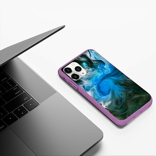 Чехол iPhone 11 Pro матовый Неоновые краски - Синий / 3D-Фиолетовый – фото 3