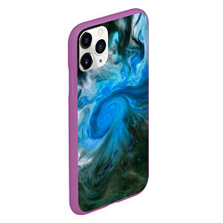 Чехол iPhone 11 Pro матовый Неоновые краски - Синий, цвет: 3D-фиолетовый — фото 2