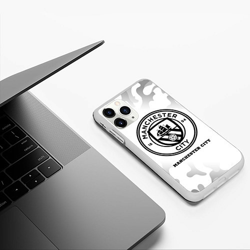 Чехол iPhone 11 Pro матовый Manchester City Sport на светлом фоне / 3D-Белый – фото 3