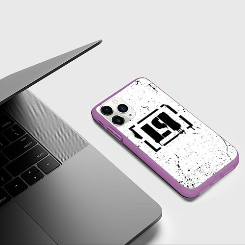 Чехол iPhone 11 Pro матовый Linkin Park брызги краски / 3D-Фиолетовый – фото 3