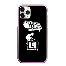 Чехол iPhone 11 Pro матовый Linkin Park белой краской, цвет: 3D-розовый