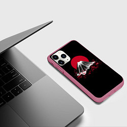 Чехол iPhone 11 Pro матовый Гора Фудзи Цветение сакуры, цвет: 3D-малиновый — фото 2