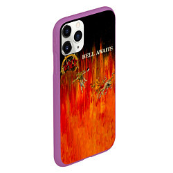 Чехол iPhone 11 Pro матовый Hell Awaits - Slayer, цвет: 3D-фиолетовый — фото 2