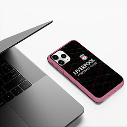Чехол iPhone 11 Pro матовый Liverpool ливерпуль чёрточки, цвет: 3D-малиновый — фото 2