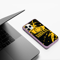 Чехол iPhone 11 Pro матовый NIRVANA логотип и краска, цвет: 3D-сиреневый — фото 2