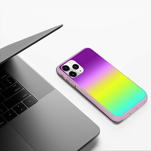 Чехол iPhone 11 Pro матовый Multicolored Ombre gradient / 3D-Розовый – фото 3