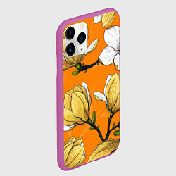 Чехол iPhone 11 Pro матовый Удивительные летние тропические цветы с нераскрывш, цвет: 3D-фиолетовый — фото 2