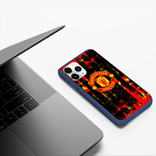 Чехол iPhone 11 Pro матовый Manchester united краска / 3D-Тёмно-синий – фото 3