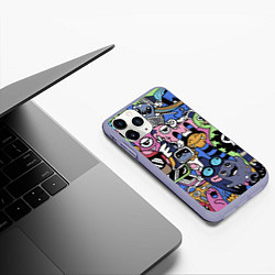 Чехол iPhone 11 Pro матовый Милые и веселые монстры, цвет: 3D-светло-сиреневый — фото 2