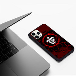 Чехол iPhone 11 Pro матовый Символ FNAF и краска вокруг на темном фоне, цвет: 3D-черный — фото 2