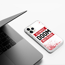 Чехол iPhone 11 Pro матовый Doom: красные таблички Best Player и Ultimate, цвет: 3D-белый — фото 2