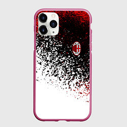 Чехол iPhone 11 Pro матовый Ac milan краска, цвет: 3D-малиновый