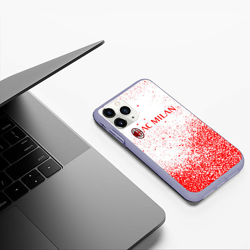 Чехол iPhone 11 Pro матовый Ac milan красные брызги / 3D-Светло-сиреневый – фото 3