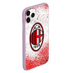 Чехол iPhone 11 Pro матовый Ac milan красно черные брызги, цвет: 3D-сиреневый — фото 2