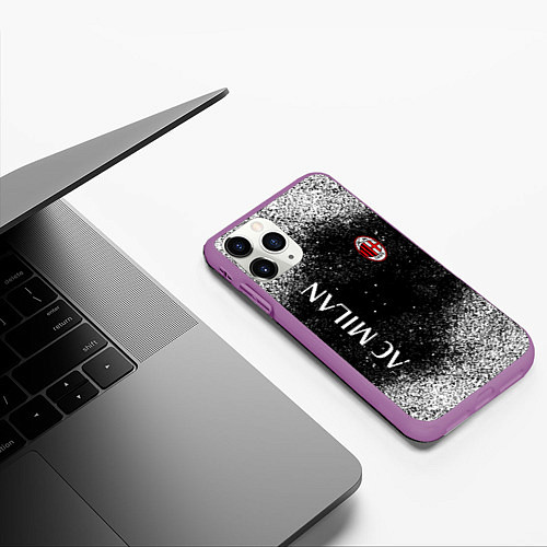 Чехол iPhone 11 Pro матовый Фк милан football / 3D-Фиолетовый – фото 3