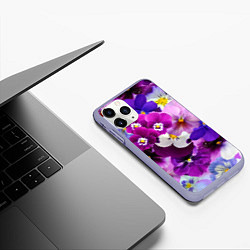 Чехол iPhone 11 Pro матовый CHARMING PANSIES, цвет: 3D-светло-сиреневый — фото 2