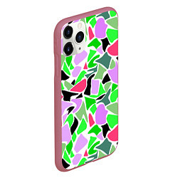 Чехол iPhone 11 Pro матовый Abstract pattern green pink spots, цвет: 3D-малиновый — фото 2