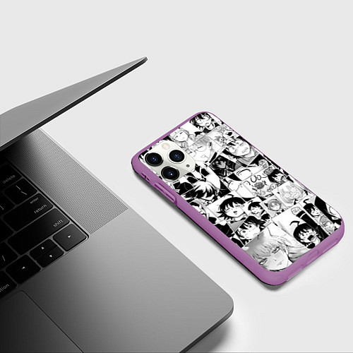 Чехол iPhone 11 Pro матовый Добро пожаловать в ад? Ирума! pattern / 3D-Фиолетовый – фото 3