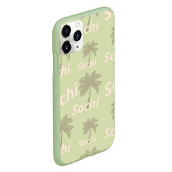 Чехол iPhone 11 Pro матовый Пальмы на салатном фоне palm trees text, цвет: 3D-салатовый — фото 2