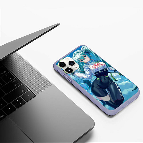 Чехол iPhone 11 Pro матовый Miku Hatsune racing suit / 3D-Светло-сиреневый – фото 3