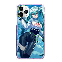 Чехол iPhone 11 Pro матовый Miku Hatsune racing suit, цвет: 3D-светло-сиреневый