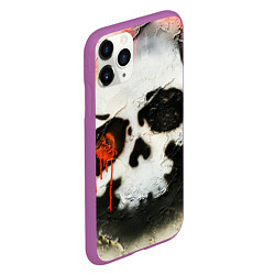 Чехол iPhone 11 Pro матовый Череп на поверхности в красках - Красный, цвет: 3D-фиолетовый — фото 2