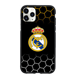 Чехол iPhone 11 Pro матовый Real madrid соты, цвет: 3D-черный