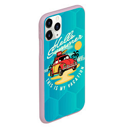 Чехол iPhone 11 Pro матовый Summer car Авто на пляже, цвет: 3D-розовый — фото 2